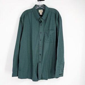 L.L. Bean Mens XL Traditional Fit Houndstooth Button Down Shirt Evergreen 298276